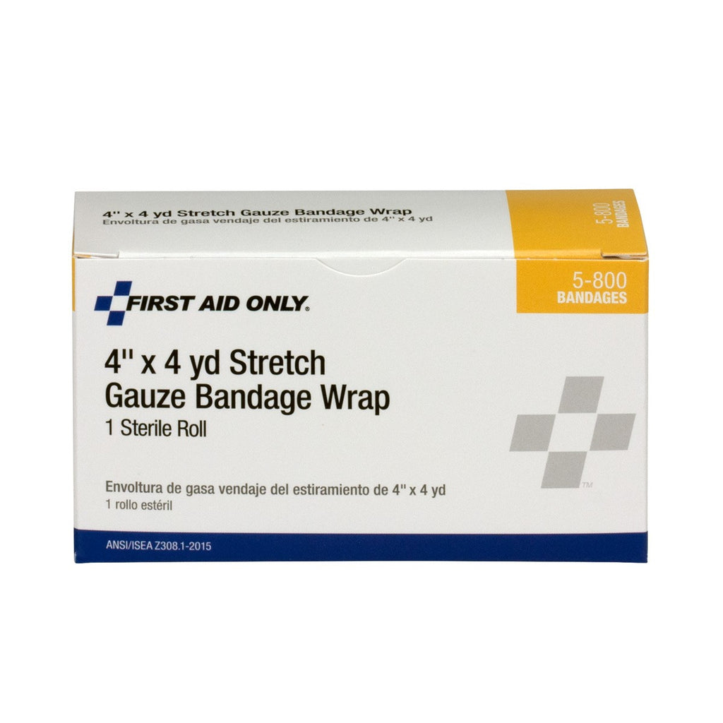 First Aid Only Sterile Stretch Gauze Roll | 4" x 4 Yards Wound Dressing, 1 Per Box