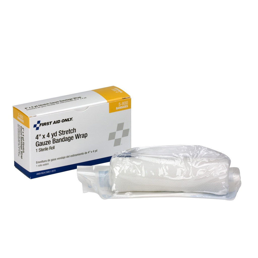 First Aid Only Sterile Stretch Gauze Roll | 4" x 4 Yards Wound Dressing, 1 Per Box