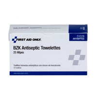 First Aid Only BZK Antiseptic Wipes, 25 Per Box (Case of 42)