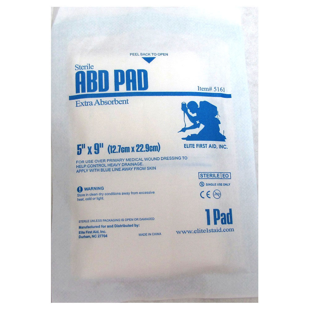 Elite First Aid 5" x 9" Sterile Abdominal Pad | High-Absorbency Heavy Trauma ABD Wound Dressing