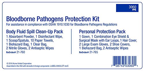 First Aid Only Unitized BBP Spill Clean-Up Kit in Plastic Case with Custom Logo