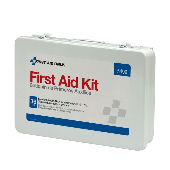 First Aid Only 36-Unit Weatherproof Steel Kit with BBP, CPR, and Custom Logo