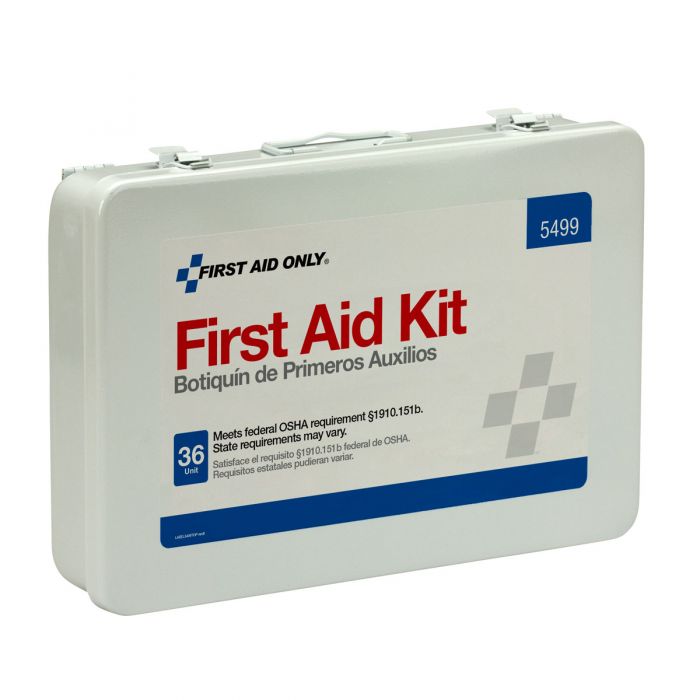 First Aid Only 36-Unit Weatherproof Steel Kit with BBP, CPR, and Custom Logo