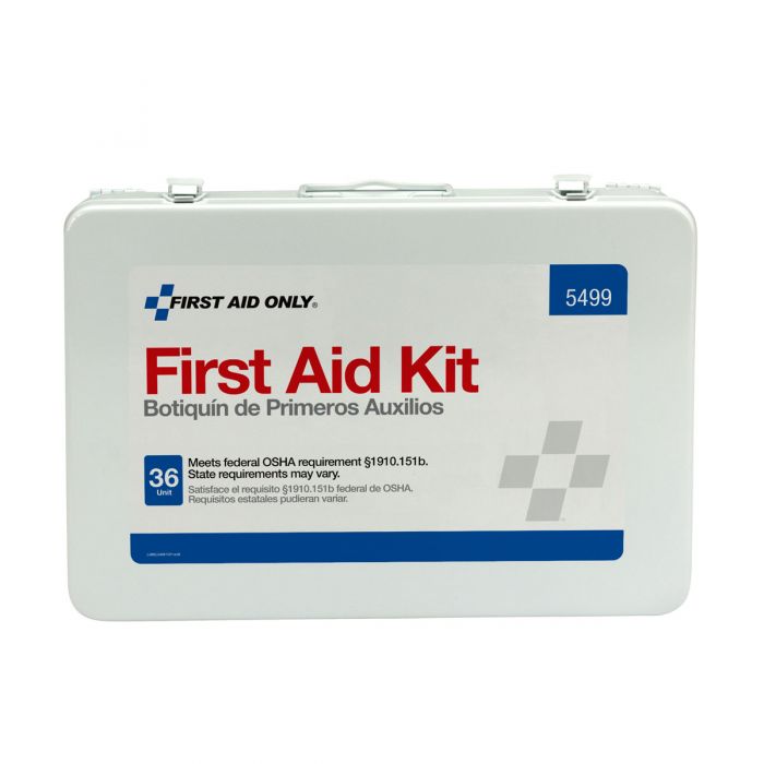 First Aid Only 36-Unit Weatherproof Steel Kit with BBP, CPR, and Custom Logo