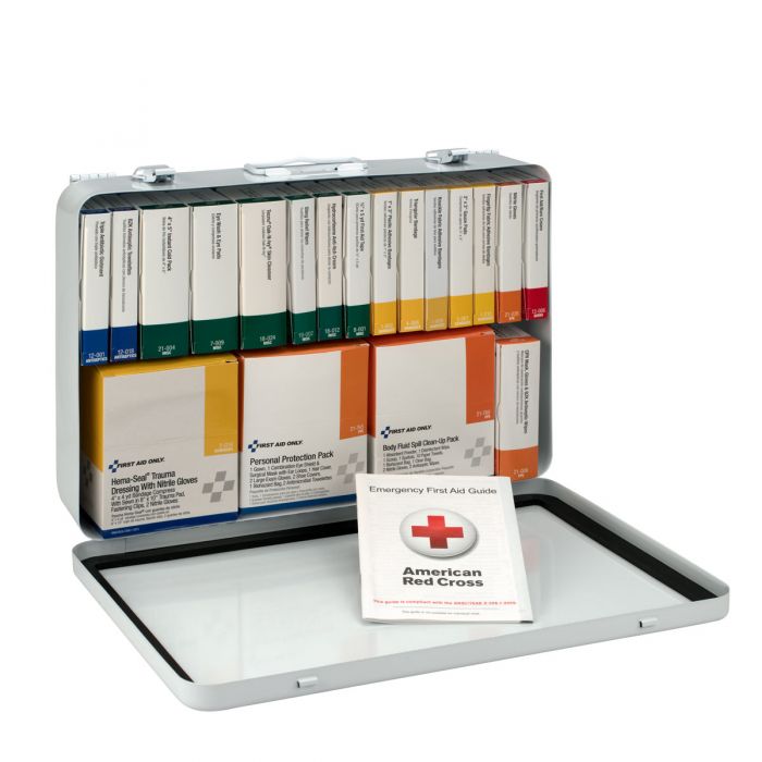 First Aid Only 36-Unit Weatherproof Steel Kit with BBP, CPR, and Custom Logo