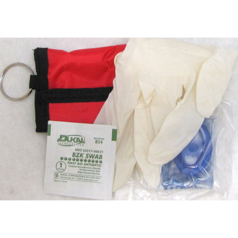 Elite First Aid CPR Mask with Pouch, Gloves, and Wipe