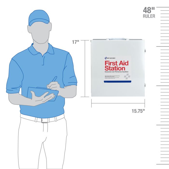 First Aid Only 100-Person 3-Shelf Industrial Steel Cabinet with Custom Logo