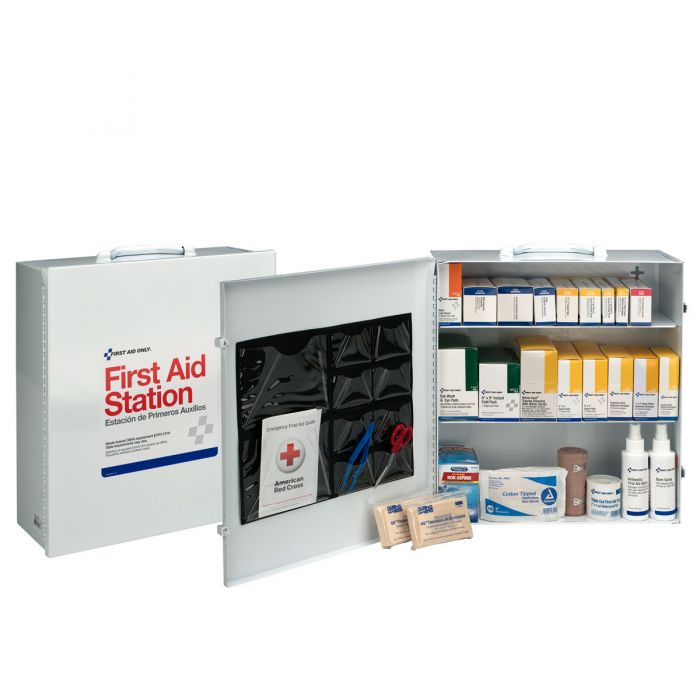 First Aid Only 100-Person 3-Shelf Industrial Steel Cabinet with Custom Logo