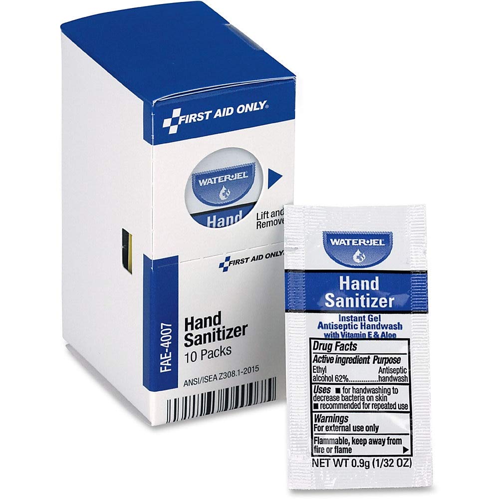 First Aid Only SmartCompliance Antiseptic Hand Sanitizer Packets | 10 Per Box