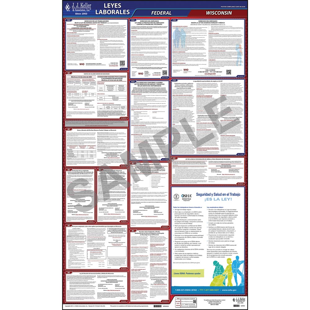 JJ Keller 2022 Wisconsin & Federal Labor Law Posters