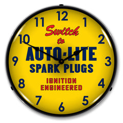 Switch to Ignition Engineered Auto Lite Spark Plugs 14" LED Wall Clock