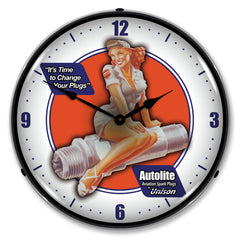 Autolite Spark Plugs "It's Time To Change Your Plugs" 14" LED Wall Clock