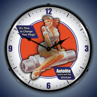 Autolite Spark Plugs "It's Time To Change Your Plugs" 14" LED Wall Clock