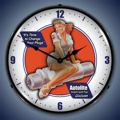 Autolite Spark Plugs "It's Time To Change Your Plugs" 14" LED Wall Clock