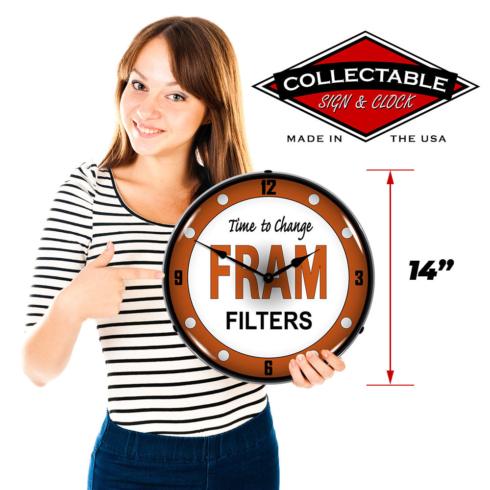FRAM "Time to Change Filters" 14" LED Wall Clock