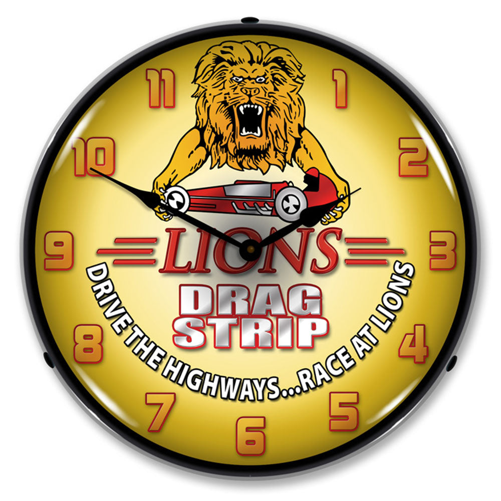 Collectable Sign & Clock Lions Drag Strip 14" Backlit LED Wall Clock