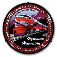 Olympian Hiawatha Train "The Milwaukee Road" 14" LED Wall Clock