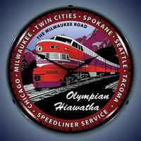 Olympian Hiawatha Train "The Milwaukee Road" 14" LED Wall Clock