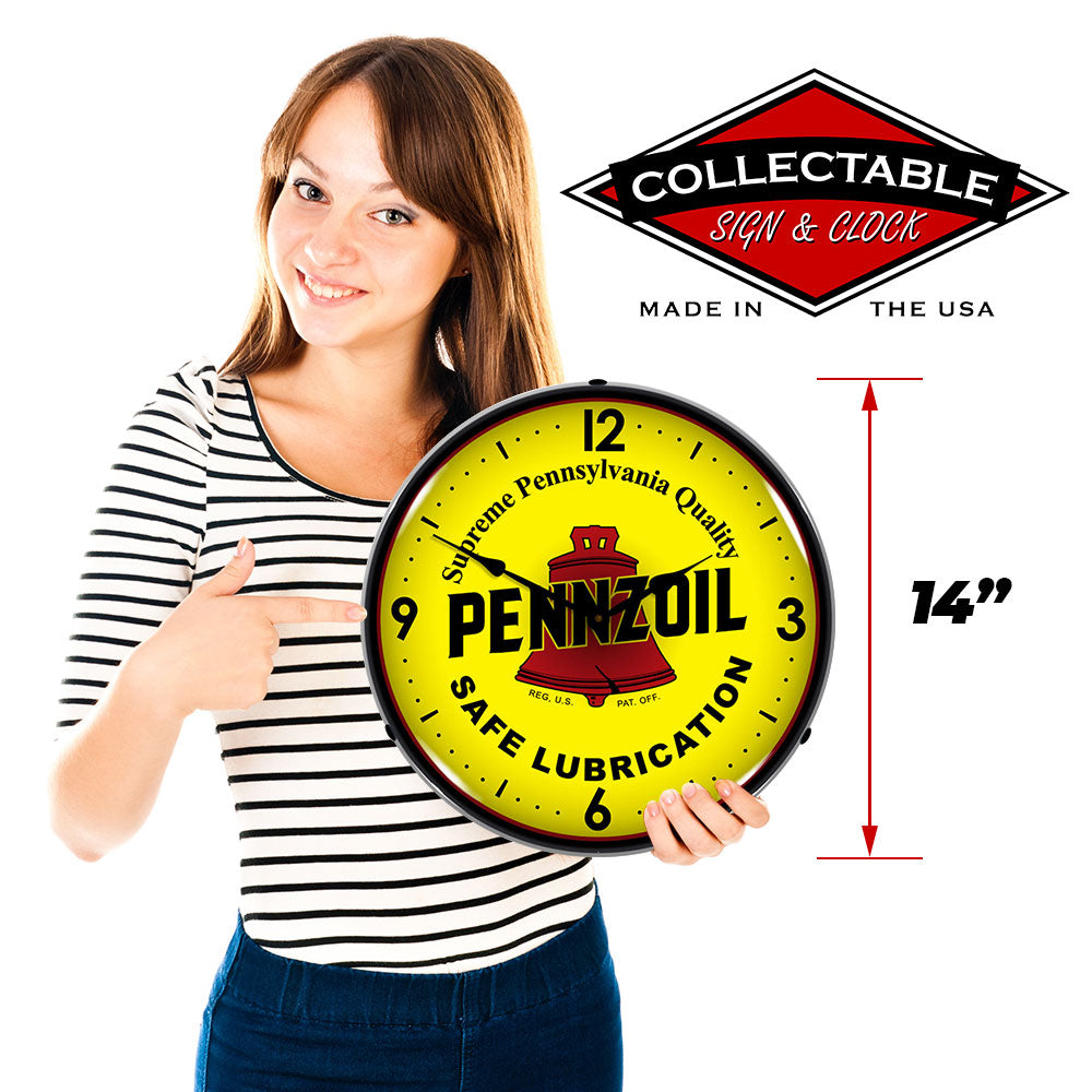 Pennzoil Safe Lubrication "Supreme Pennsylvania Quality" 14" LED Wall Clock