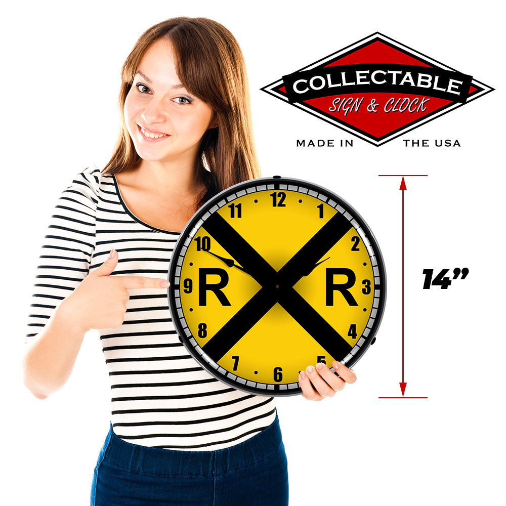 Railroad Crossing 14" LED Wall Clock