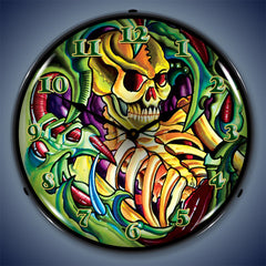 Tattoo Skull 14" LED Wall Clock