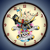 Tattoo Girl "Good Times and Tattoos" 14" LED Wall Clock