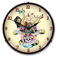 Tattoo Girl "Good Times and Tattoos" 14" LED Wall Clock