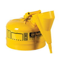 Justrite Type I Steel Safety Can For Diesel, With Funnel, 2.5 Gallon
