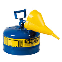 Justrite Type I Steel Safety Can For Kerosene, With Funnel, 2.5 Gallon