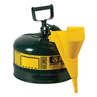 Justrite Type I Steel Safety Can For Oil, With Funnel, 2.5 Gallon