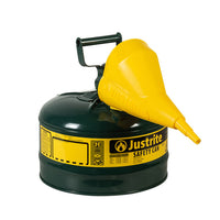 Justrite Type I Steel Safety Can For Oil, With Funnel, 2.5 Gallon
