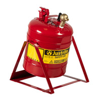 Justrite Type I Steel Tilt Safety Can With Stand, 5 Gallon, Top Faucet