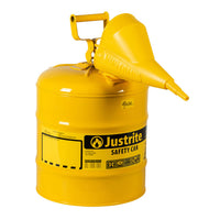 Justrite Type I Steel Safety Can For Diesel, With Funnel, 5 Gallon