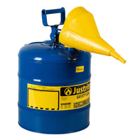 Justrite Type I Steel Safety Can For Kerosene, With Funnel, 5 Gallon