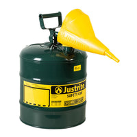 Justrite Type I Steel Safety Can For Oil, With Funnel, 5 Gallon