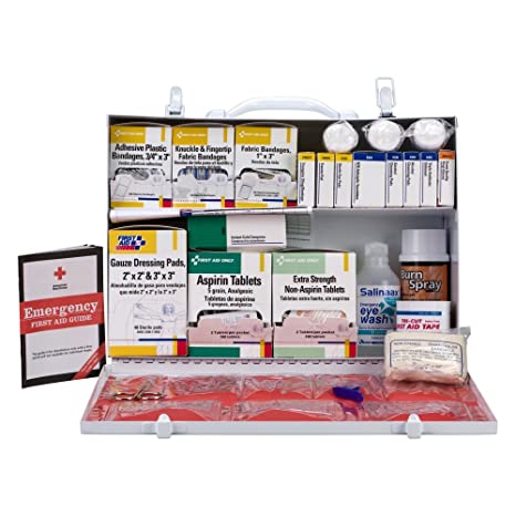 First Aid Only 2 Shelf Industrial First Aid Station, 516 Piece, Metal Cabinet with 8-Pocket Vinyl Liner
