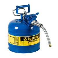 Justrite 2 Gallon, 5/8" Metal Hose, Steel Safety Can For Kerosene, Type II, AccuFlow