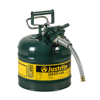 Justrite 2 Gallon, 5/8" Metal Hose, Steel Safety Can For Oil, Type II, AccuFlow