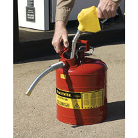 Justrite 5 Gallon, 1" Metal Hose, Steel Safety Can For Flammables, Type II, AccuFlow