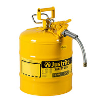 Justrite 5 Gallon, 5/8" Metal Hose, Steel Safety Can For Diesel, Type II, AccuFlow