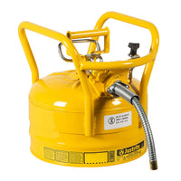 Justrite 2.5 Gallon, 5/8" Metal Hose, Roll Bars, DOT Transport Steel Safety Can For Diesel, Type II, Accuflow