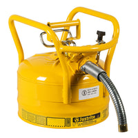 Justrite 2.5 Gallon, 1" Metal Hose, Roll Bars, DOT Transport Steel Safety Can For Diesel, Type II, Accuflow