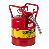 Justrite 5 Gallon, 1" Metal Hose, Roll Bars, DOT Transport Steel Safety Can For Flammables, Type II, Accuflow