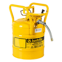 Justrite 5 Gallon, 5/8" Metal Hose, Roll Bars, DOT Transport Steel Safety Can For Diesel, Type II, Accuflow