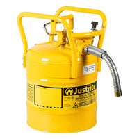 Justrite 5 Gallon, 1" Metal Hose, Roll Bars, DOT Transport Steel Safety Can For Diesel, Type II, Accuflow