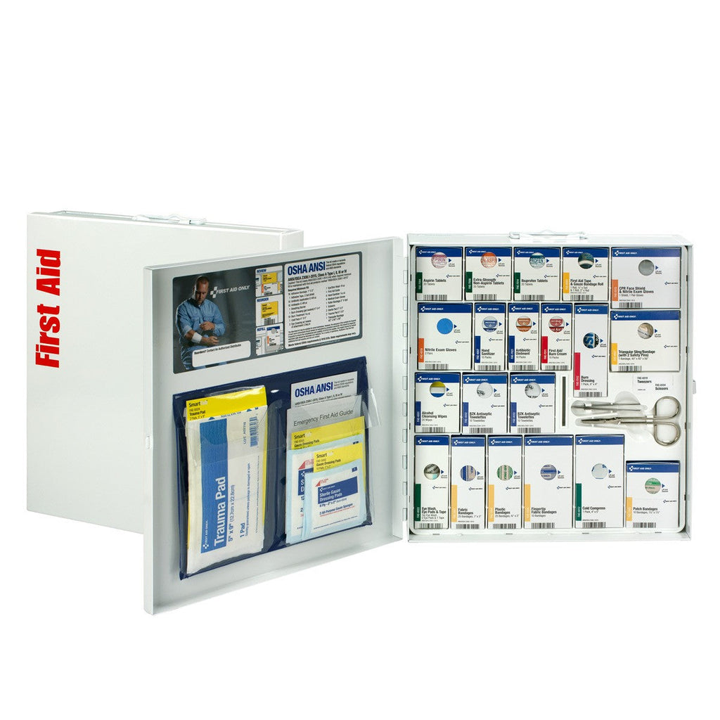 First Aid Only 50-Person Large Metal SmartCompliance Cabinet with Medication and Custom Logo