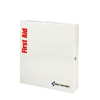First Aid Only 50 Person Large Metal Smart Compliance First Aid Cabinet With Medications and Custom Logo (Pack of 10)