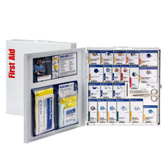 First Aid Only 50 Person Large Metal Smart Compliance Food Service First Aid Cabinet without Medications and with Custom Logo