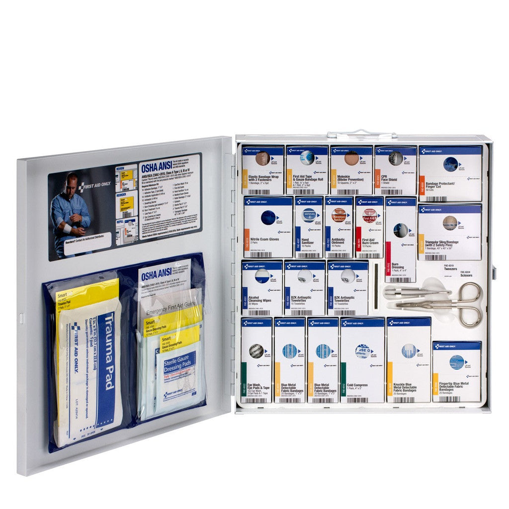 First Aid Only 50-Person Large Metal SmartCompliance Food Service Cabinet | Custom Logo & Medication-Free