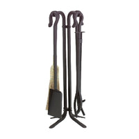 Dagan 5-Piece Wrought Iron Fireplace Tool Set - Corn Broom & Twist Stand